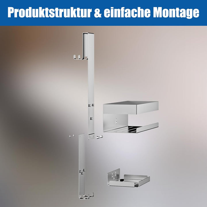 UUlioyer Duschablage zum Hängen mit Seifenhalter, Duschregal aus Edelstahl SUS304 ohne Bohrer für Ra