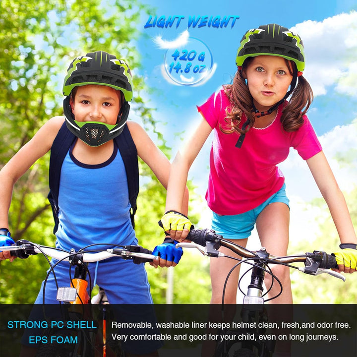 Lixada Kinderhelm, Kinder Fahrradhelm, Integrierter Helm mit Abnehmbarem Kinnschutz Kindersport Schu