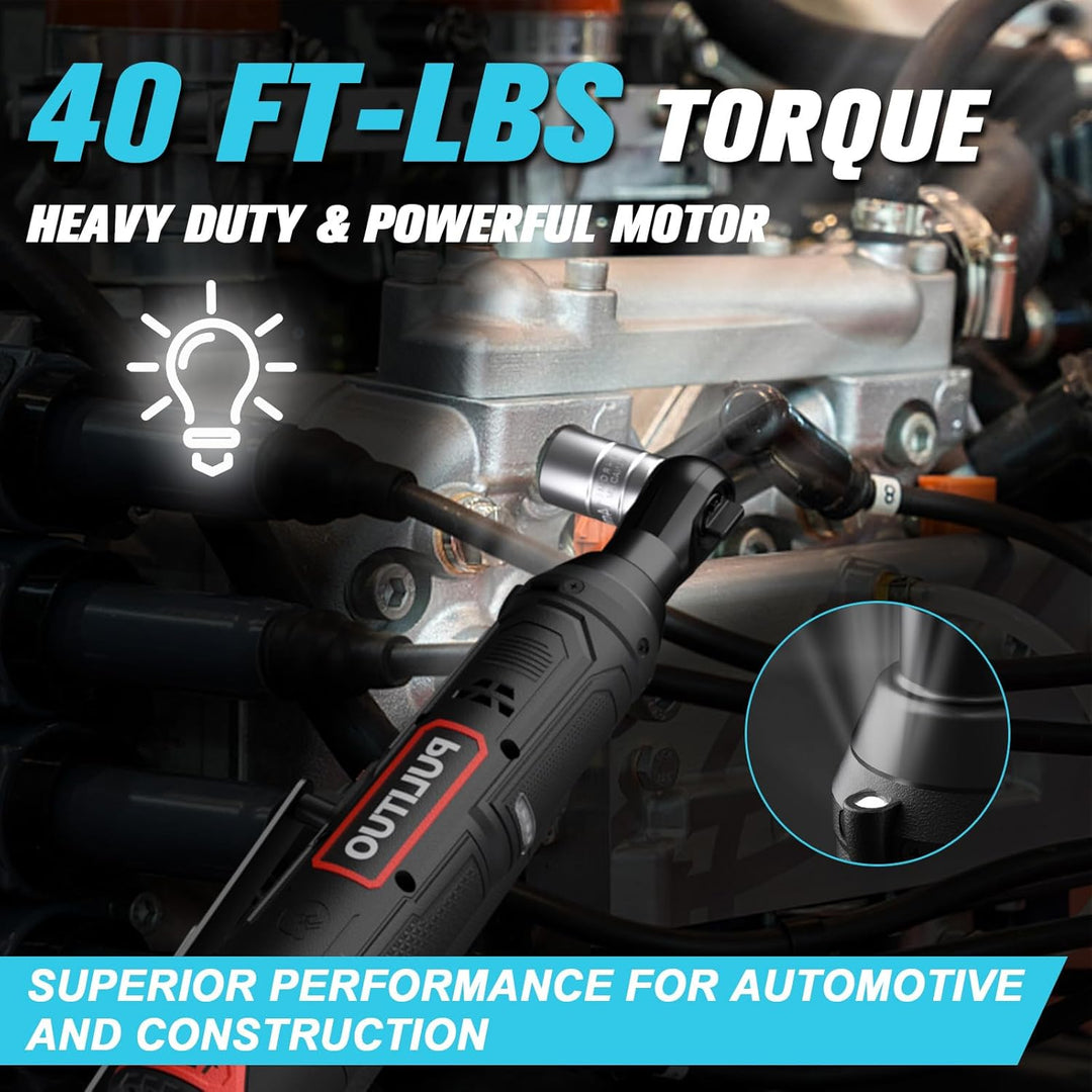 PULITUO Elektrische Ratschenschlüssel Set, 12V Akku Ratschenschlüssel 3/8" mit 2pcs 2000mAh Akkus un