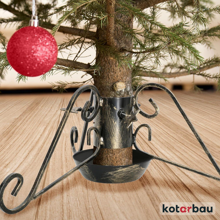 KOTARBAU® Weihnachtsbaumständer mit Wassertank ⌀ 80 mm Christbaumständer Schwarz mit Wasserbehälter
