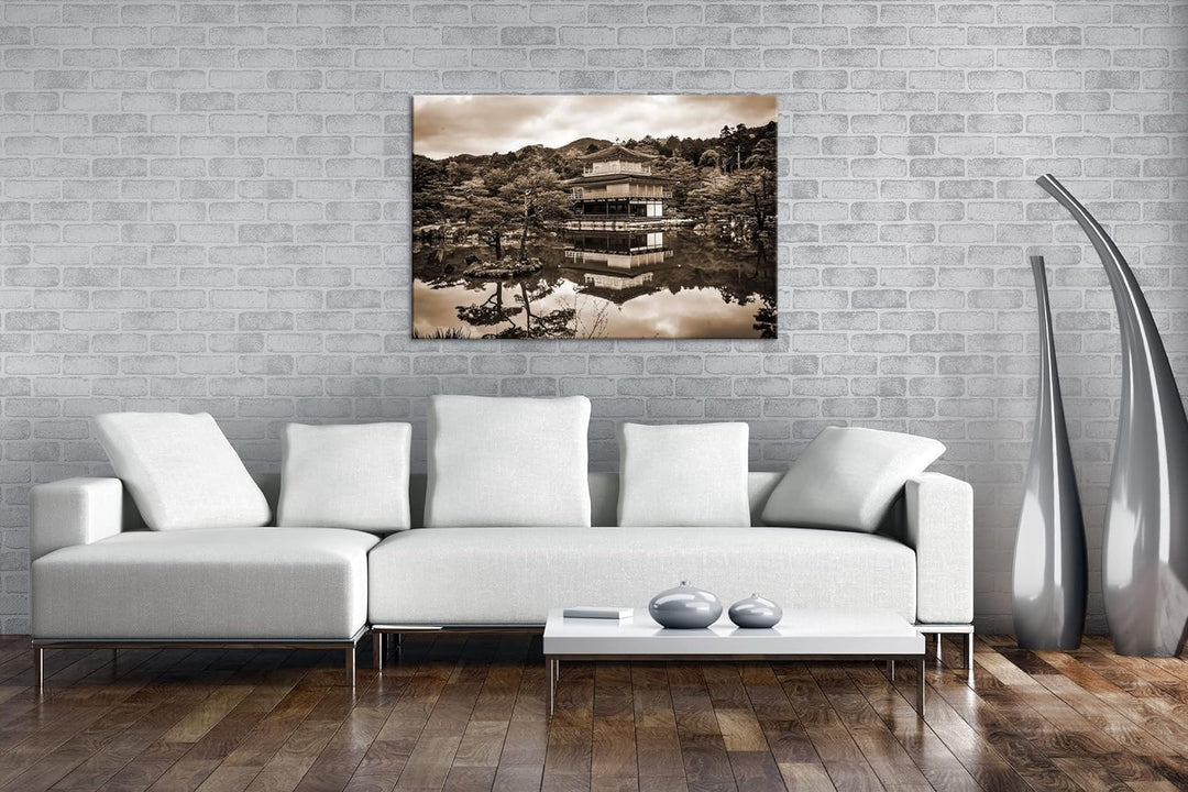 deyoli Tempel- und Gartenanlage Japans Effekt: Sepia, Format: 80x60 als Leinwandbild, Motiv fertig g