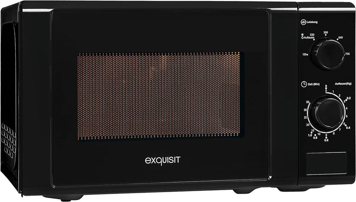 Exquisit® Mikrowelle 700 W, 20 Liter, schwarz, Drehteller 25 cm, modernes Design, lackierte Innenaus