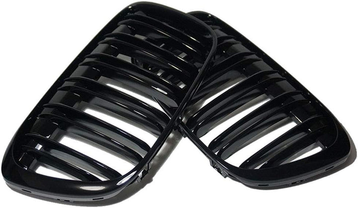 HZTWFC Ein Paar glänzender schwarzer Dual-Schiefergrilles Frontstossstange Nierenkühler für BMW x1 F
