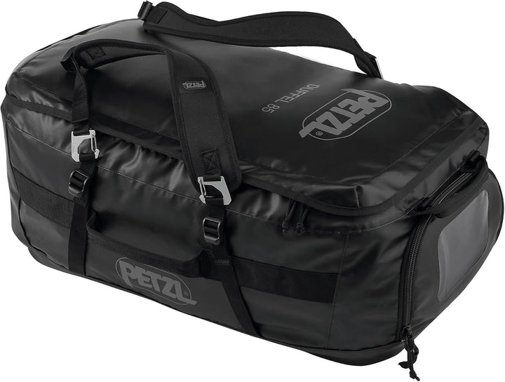 Petzl Duffel 85 Mittelgrosse Transporttasche aus TPU Plane und Polypropylen in der Farbe Schwarz 85
