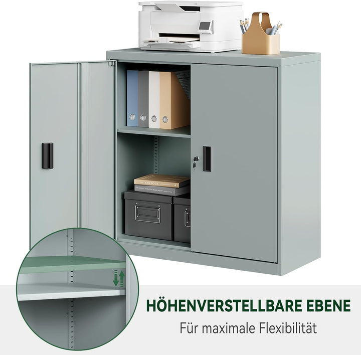 WOLTU Aktenschrank abschliessbar, Ordnerschrank mit höhenverstellbarem Einlegboden, Metallschrank mi