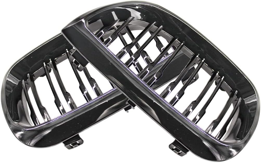 HZTWFC Kühlergrill vorne Niere Sportgitter Ersatz glänzend schwarz Doppellamellen für BMW E87 1er 20