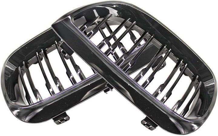 HZTWFC Kühlergrill vorne Niere Sportgitter Ersatz glänzend schwarz Doppellamellen für BMW E87 1er 20