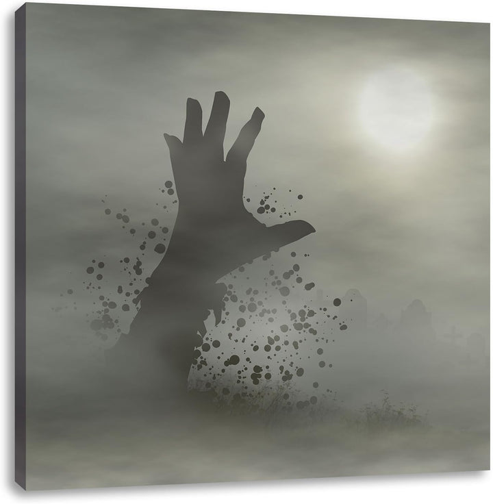 Pixxprint Zombie Erwachen, Format: 70x70 auf Leinwand, XXL riesige Bilder fertig gerahmt mit Keilrah