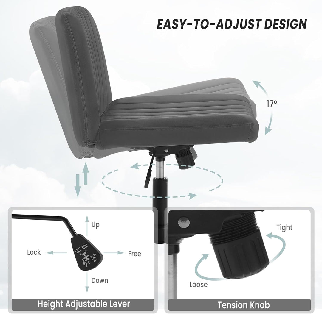 WOLTU Relaxsessel ohne Armlehne, Bürostuhl, Schreibtischstuhl Drehstuhl, ergonomischer Stuhl, Samt S