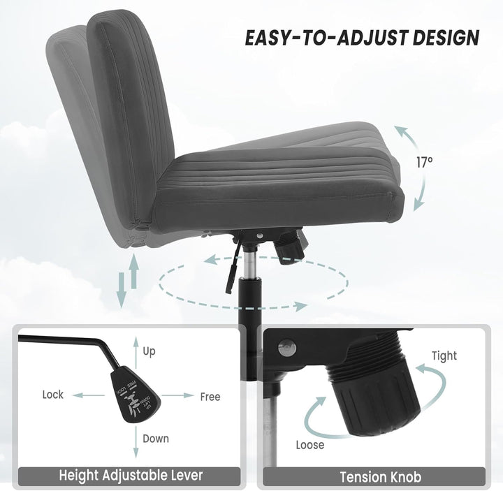 WOLTU Relaxsessel ohne Armlehne, Bürostuhl, Schreibtischstuhl Drehstuhl, ergonomischer Stuhl, Samt S