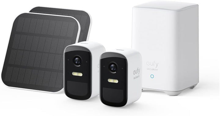 eufy Security eufyCam 2C 2-Kamera-Set, Solarpanel, Überwachungskamera Aussen Solar, Kabelloses Überw