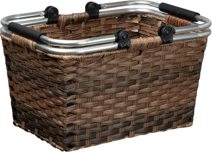 Rattan Einkaufskorb individuelle Einfärbung mit hochwertigem gepolstertem Aluminium Klapphenkel Shop