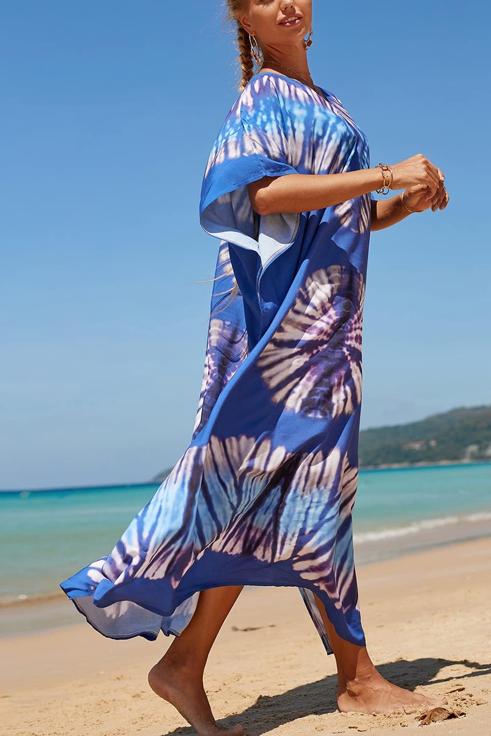 YouKD Damen Lang Kaftan Bohemian Beach Badeanzug Cover Up Kleid Plus Size Robe