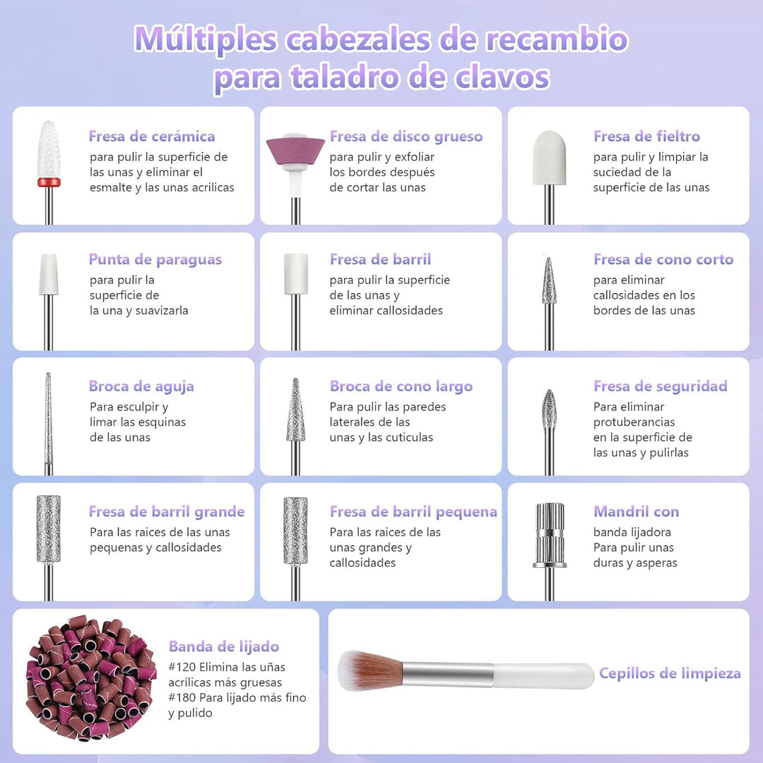 POFIBO Nagelfräser Kabellose 35000 U/Min Nagelfräser für Gelnägel - Professioneller Nail Drill für G