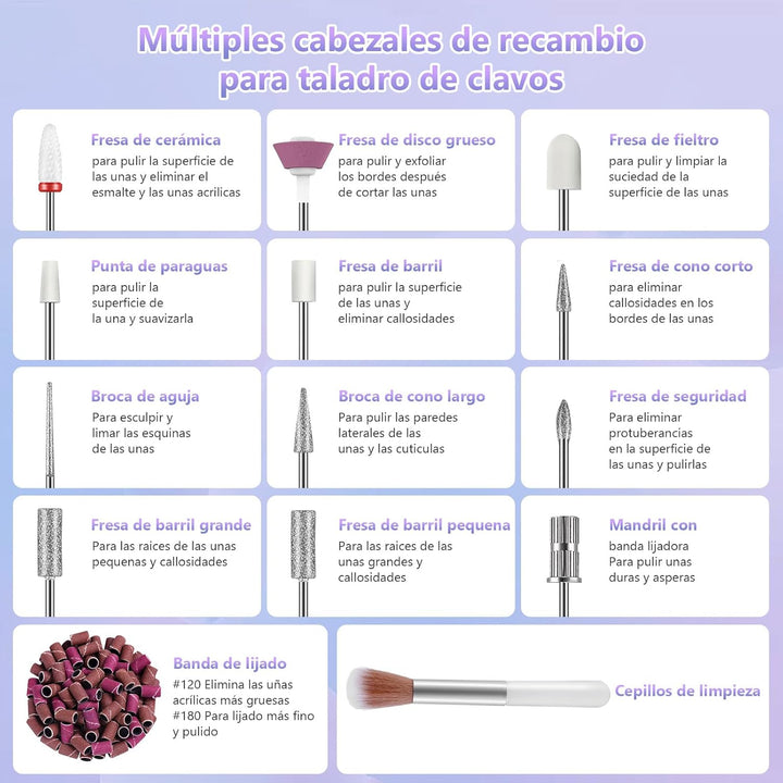 POFIBO Nagelfräser Kabellose 35000 U/Min Nagelfräser für Gelnägel - Professioneller Nail Drill für G