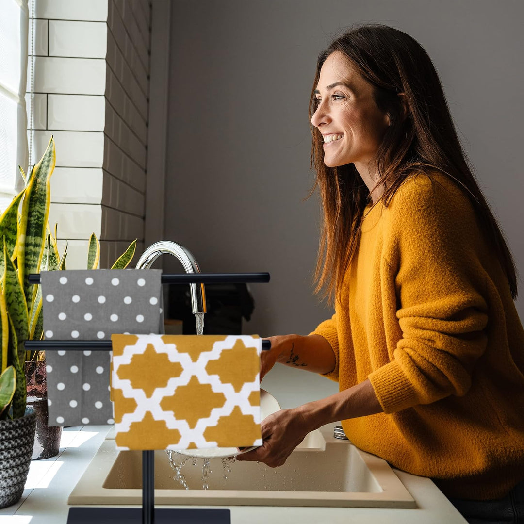 Relaxdays Handtuchständer, Waschlappenständer, HBT: 31 x 28,5 x 12 cm, 2 Stangen, Schmuckständer, Ba