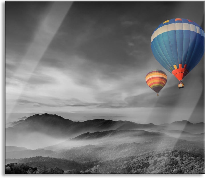 Heissluftballons über den Alpen Herdabdeckplatte & Spritzschutz aus Echtglas | Für Herd-Kochfelder |