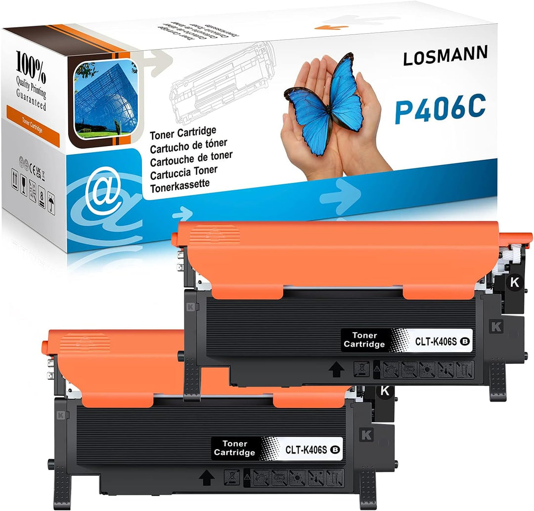 2x LOSMANN Schwarz Toner Kompatibel für Samsung CLT-406S CLP-360 CLT-K406S für Samsung Xpress C410W