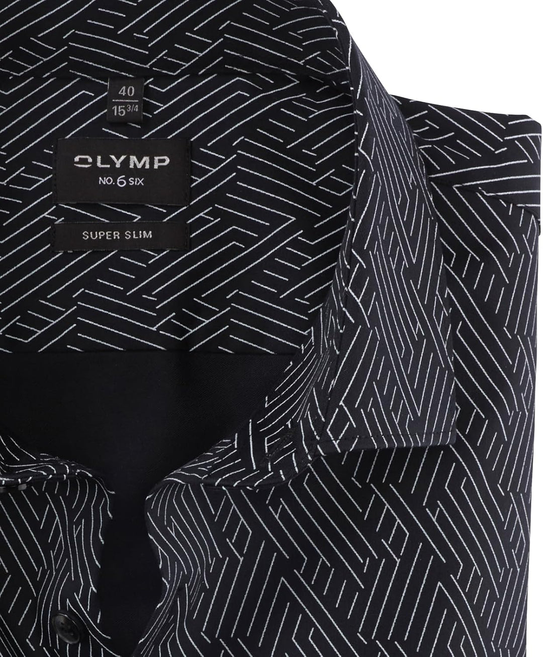 OLYMP Herren Businesshemd Langarm No. Six,Rotationsdruck,super Slim,Modern Kent 40 Schwarz 68, 40 Sc