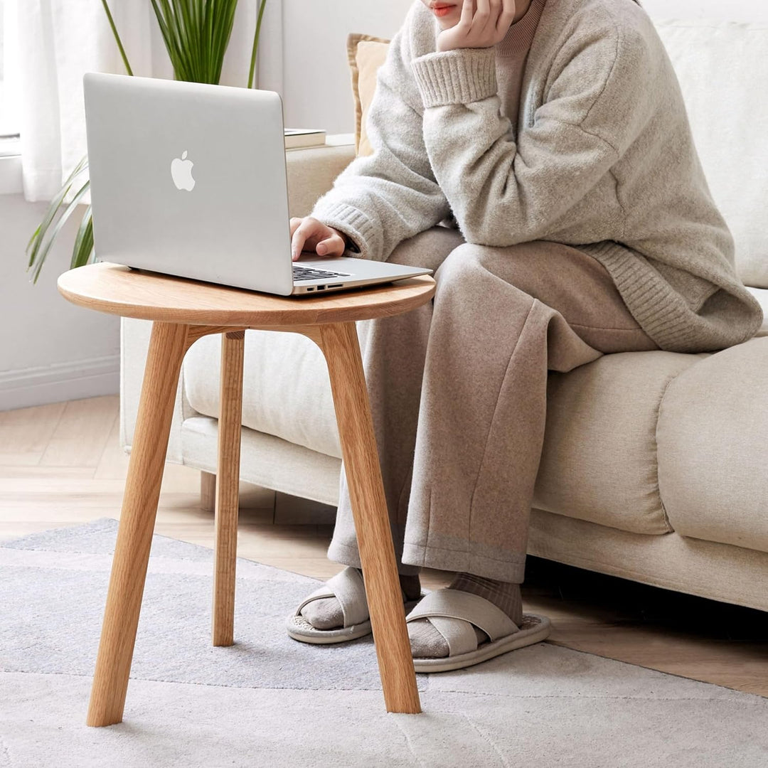 Beistelltisch Rund Walnussholz Massivholz Minimales Dunkles Holz Beistelltisch Skandinavischer Beist