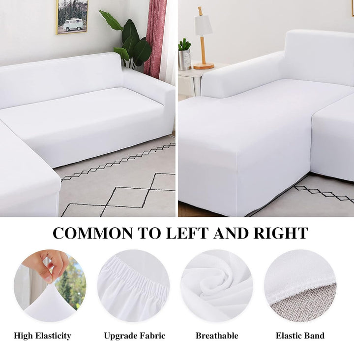 Jaotto Sofa Überwürfe Sofabezug Elastische Spandex Stretch Sofabezüge Couchbezug für L-Form Sofa Uni