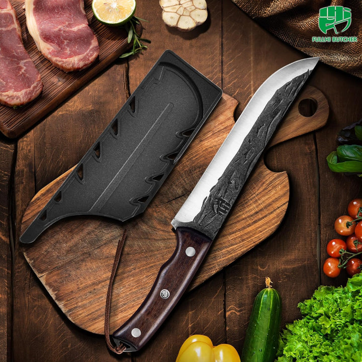 FULLHI Ausbeinmesser, Multi-Farben Griff Full Tang Küchenmesser, High Carbon Steel Carving Fishing D