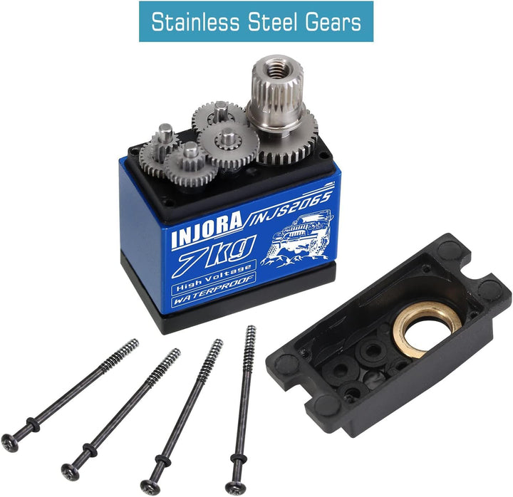 INJORA 7KG Servo INJS2065 mit Halterung und Servohorn für TRX4M 1/18 RC Crawler Upgrade Teile, Wasse
