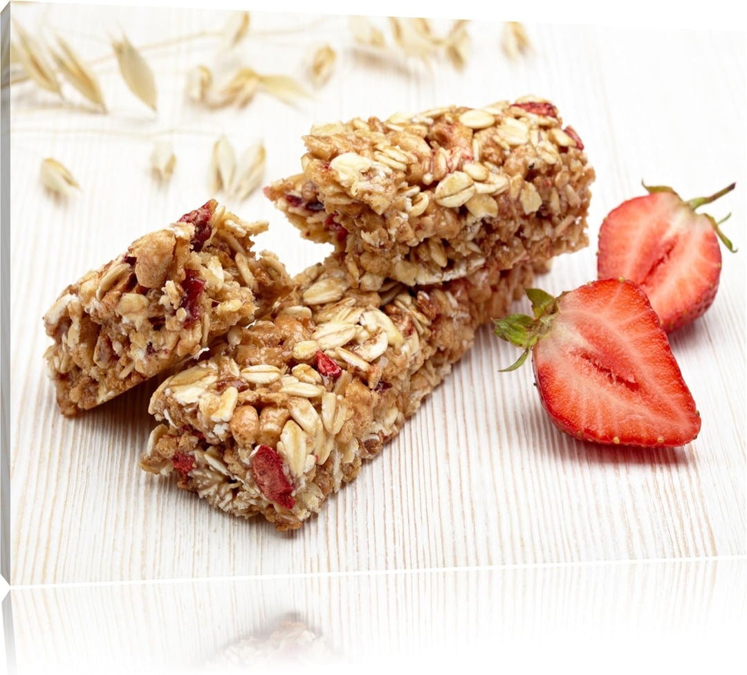 Gesunde Müsliriegel Format: 120x80 auf Leinwand, XXL riesige Bilder fertig gerahmt mit Keilrahmen, K