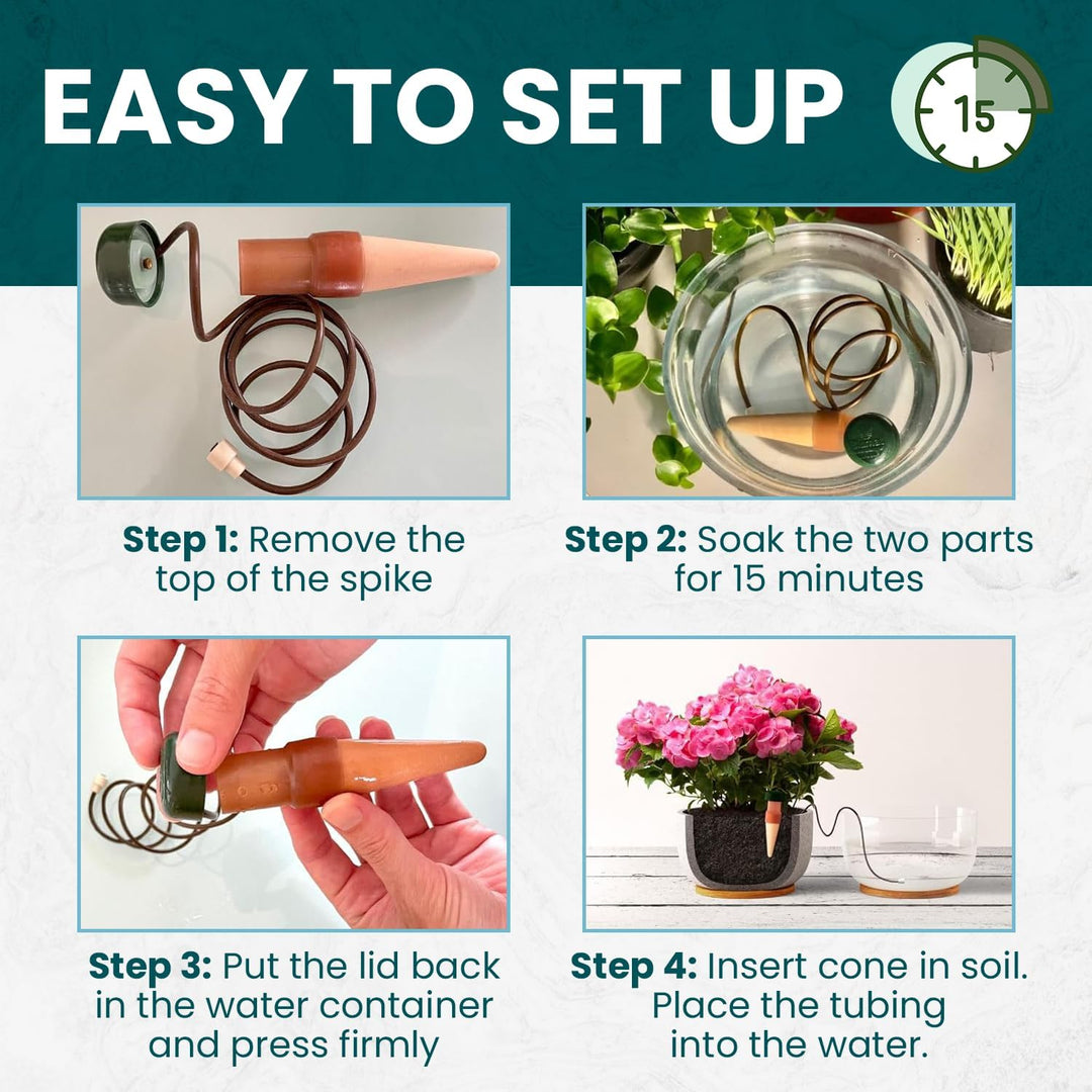 Blumat 12500 Bewässerung für Pflanzen, Pflanzenbewässerung Wasserspender, Terracotta/grün (9 Stück)