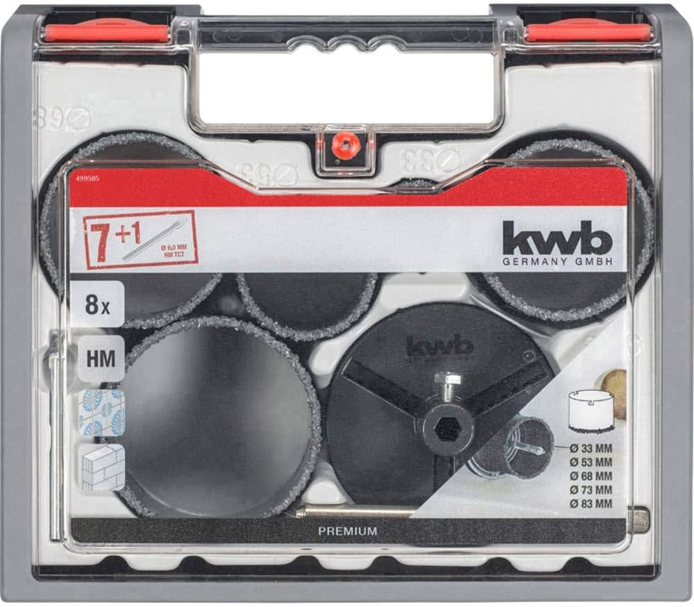 kwb Profi Lochsägenset für Fliesenleger (8-teilig, HM-bestreut, Präzisionsrohr, hochtemperaturgelöte