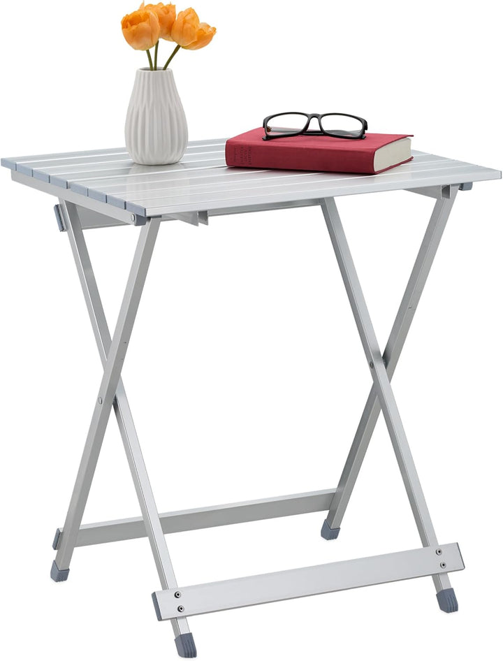 Relaxdays Klapptisch, wetterfest, Beistelltisch HBT: 61 x 49,5 x 47,5 cm für den Garten, robustes Al