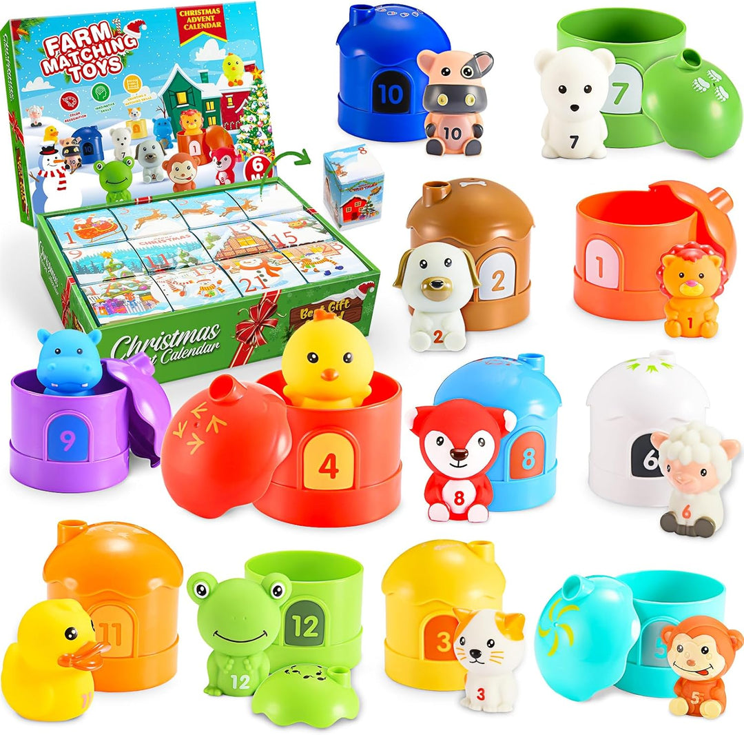 HappyGoLucky Adventskalender Kinder 2023, 24 Überraschungen Baby Geschenk Montessori Lernspielzeug W