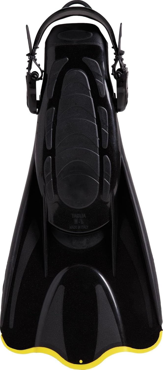 Cressi Palau Saf Fins Einstellbare Kurze Flossen zum Schwimmen und Schnorcheln Schwarz/Gelb XS-S, Sc