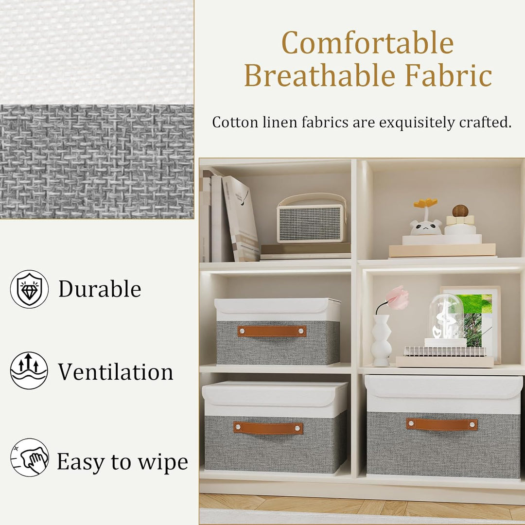 OUTBROS 3 Stück Aufbewahrungsboxen mit Deckel, 38 x 25 x 25 cm, faltbare Stoffboxen, Aufbewahrungskö