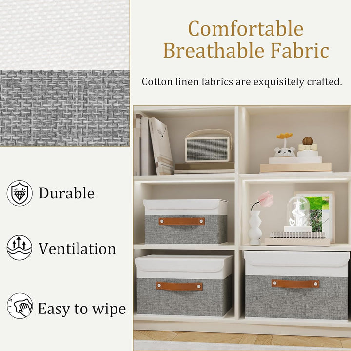 OUTBROS 3 Stück Aufbewahrungsboxen mit Deckel, 38 x 25 x 25 cm, faltbare Stoffboxen, Aufbewahrungskö