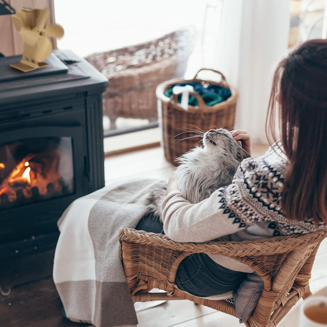 Relaxdays Ofenventilator ohne Strom, geräuscharm, für Kamin & Ofen, hitzebetrieben, 4 Blätter, Kamin