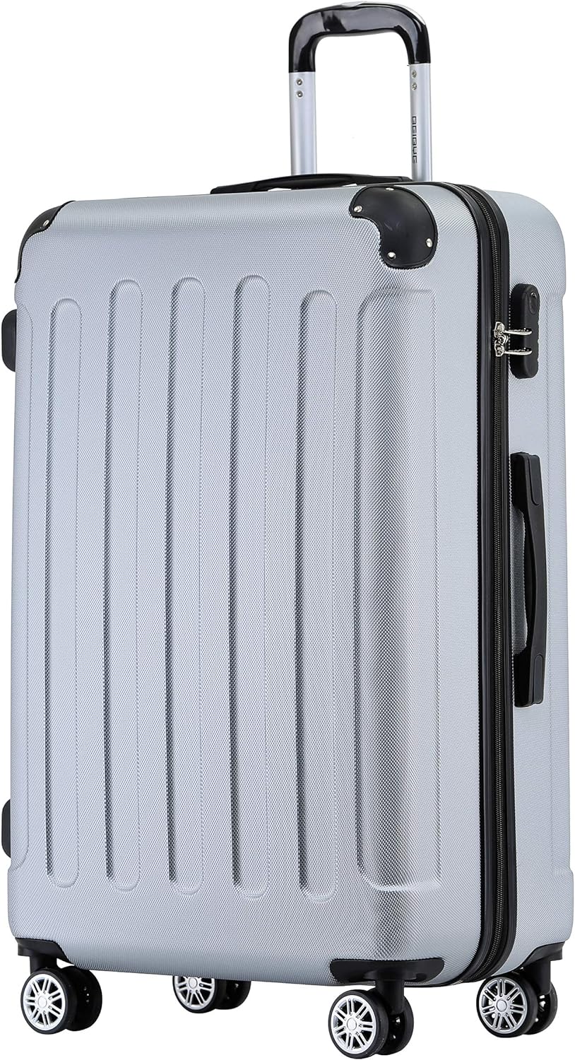 BEIBYE Zwillingsrollen Hardcase Reisekoffer Koffer Trolleys Hartschale in XL-L-M in 14 Farben (Silbe