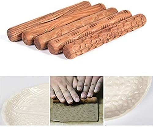 Bmocoen 5 Stücke Töpfer Werkzeuge Hand Rollen für Ton Ton Stempel Ton Roller