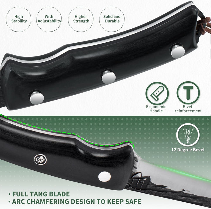 FULLHI Ausbeinmesser, Multi-Farben Griff Full Tang Küchenmesser, High Carbon Steel Carving Fishing D