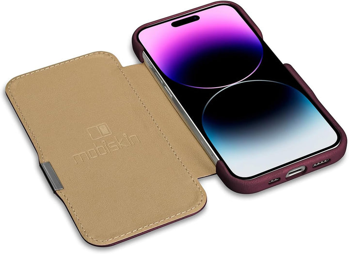 Mobiskin Hülle für iPhone 15 PRO (6,1 Zoll), Handyhülle mit Leder, Case kompatibel mit MagSafe, Schu