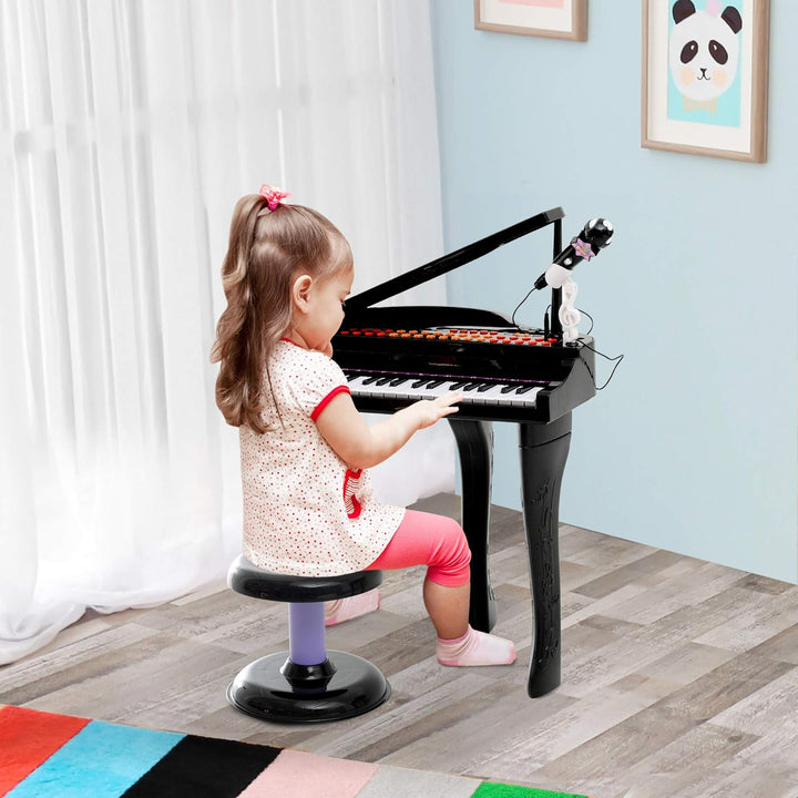 HOMCOM Kinder Klavier Mini-Klavier Piano Keyboard Musikinstrument MP3 USB inkl. Hocker 37 Tasten Sch