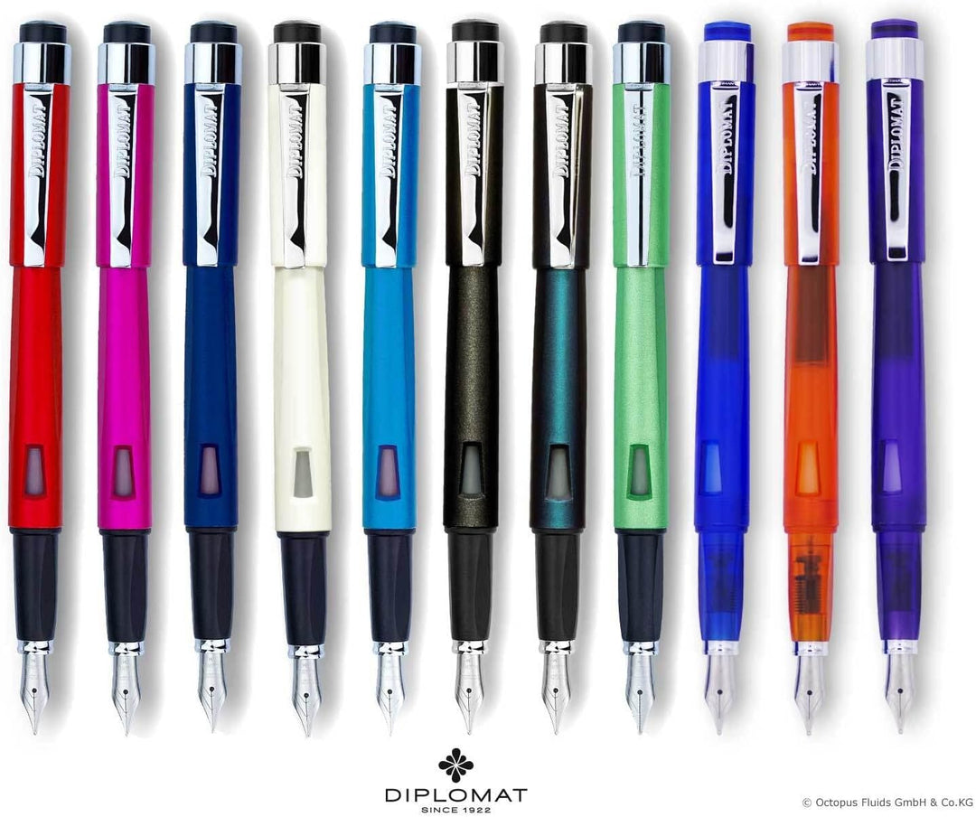 Diplomat Magnum Durchsichtig Blau Füllhalter-Set, Füllhalter im Set mit Schreibtinte und Konverter,