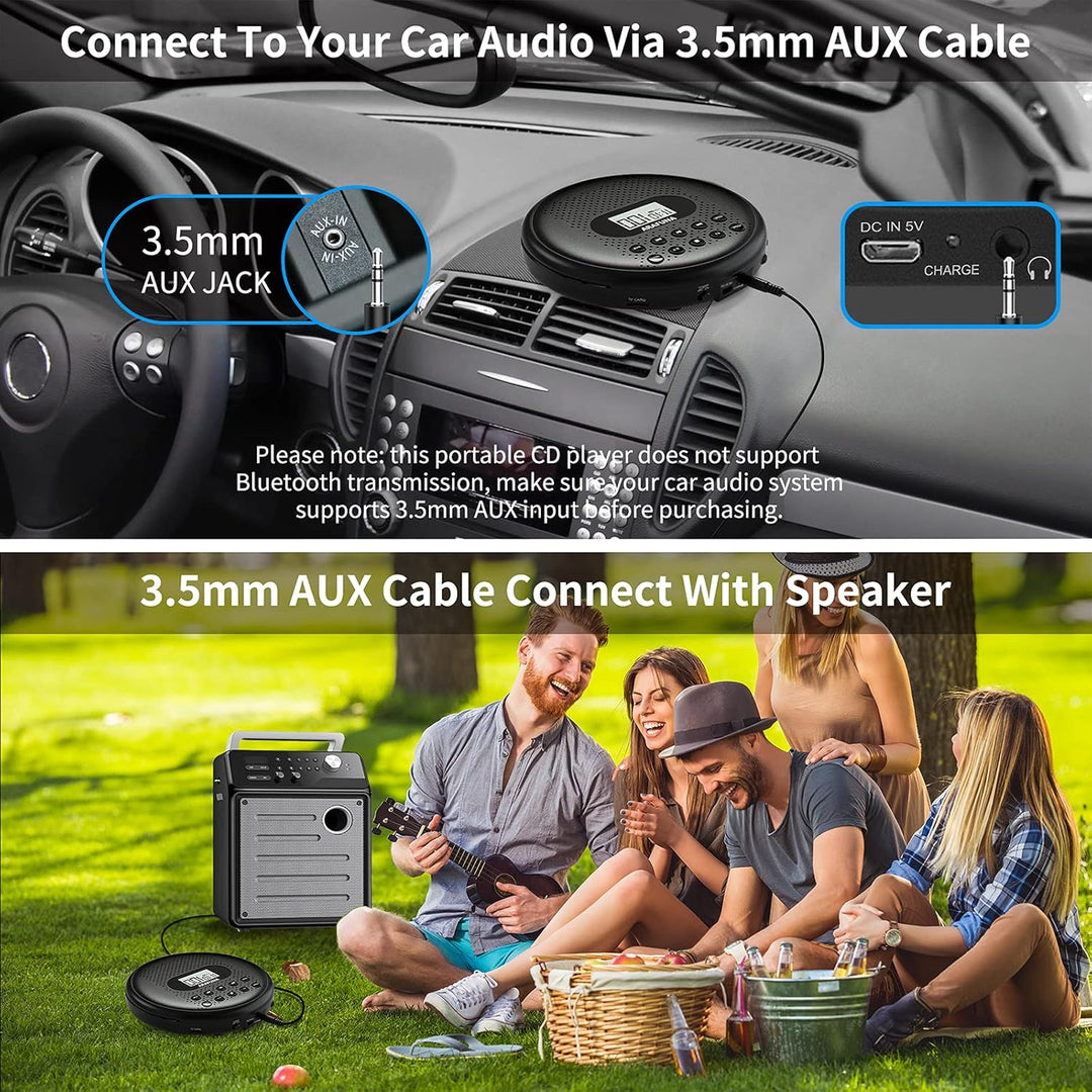 CD Player Tragbar, Arafuna Discman Tragbarer CD Player mit Lautsprecher,Wiederaufladbarer CD Player