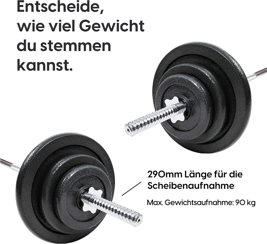 wuuhoo® Langhantelstange Henry - 180cm / 150 cm / 120 cm Hantelstange 25mm, Stahl verchromte Hantel