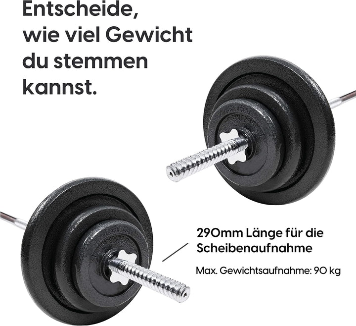 wuuhoo® Langhantelstange Henry - 180cm / 150 cm / 120 cm Hantelstange 25mm, Stahl verchromte Hantel