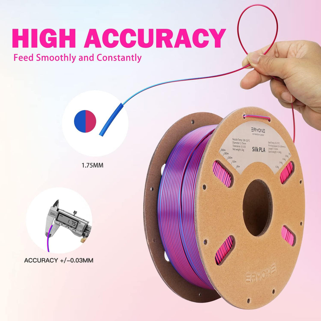 ERYONE Dual Zweifarbig PLA Filament 1.75mm, 3D Drucker Filament 1kg Spule +/- 0,02 mm, Rote und Blau