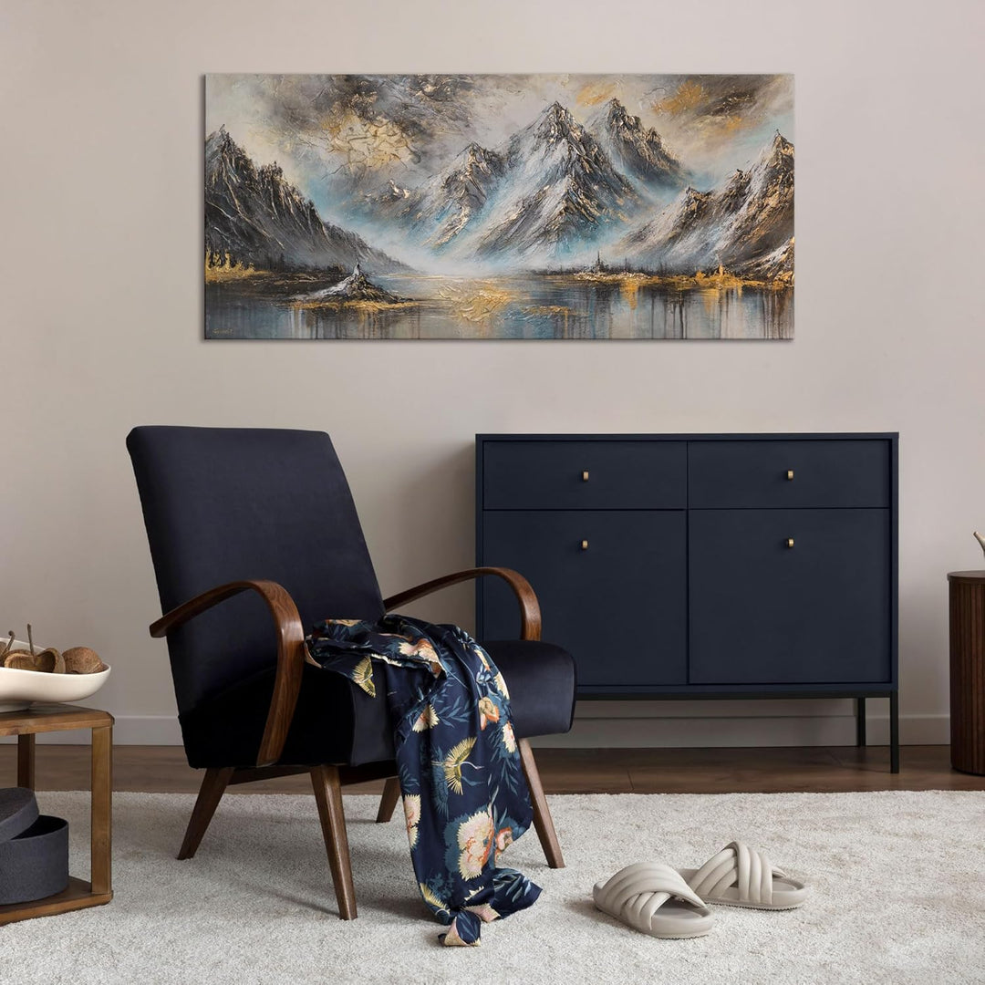 YS-Art Schöne Acryl Gemälde Berge auf Leinwand handgemalt Wandbild Wohnzimmer modern Wohndekor Bilde