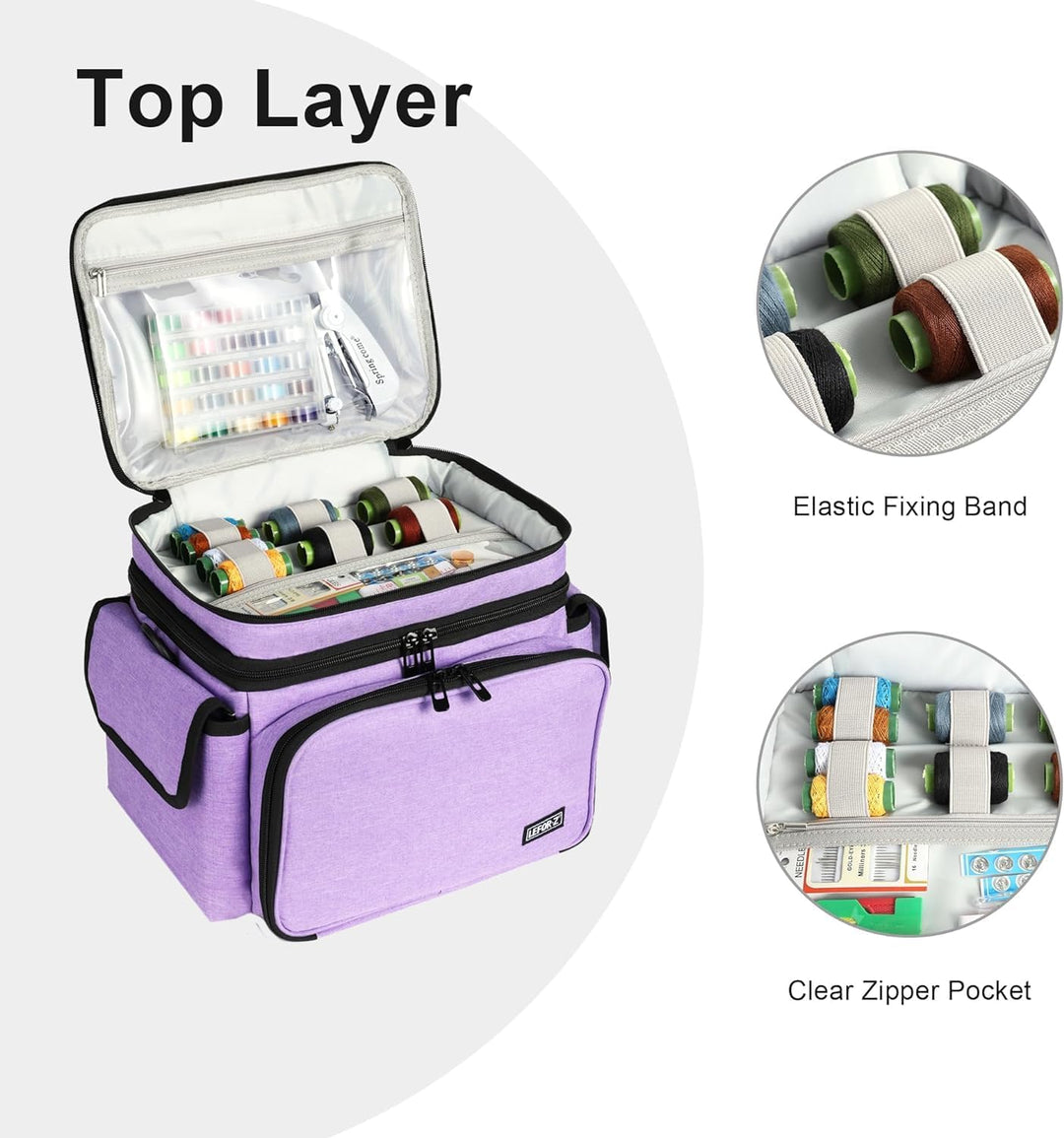 LEFOR·Z Nähzubehör Tasche,Nähset Aufbewahrungstasche Organizer,Doppelschicht Nähzeug Tragetasche für