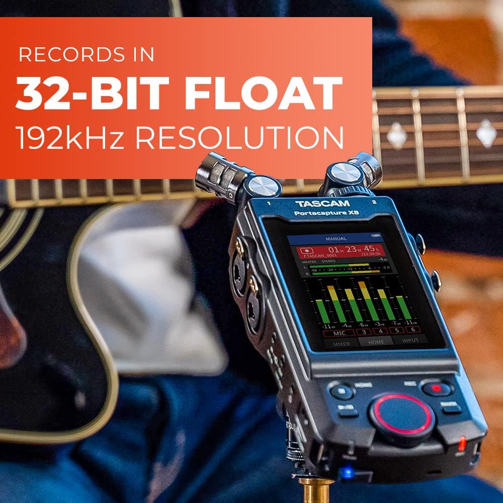 Tascam Portacapture X8 - Portabler 6+2-Spur High-Resolution 32-bit/192-kHz Rekorder & SanDisk Extrem