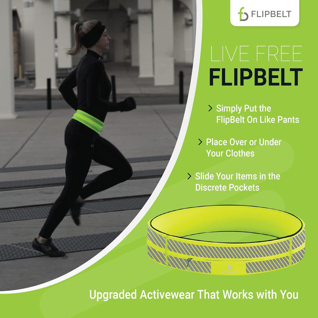 FlipBelt Zipper - Laufgürtel für Handy & kleines Zubehör - Sport-Bauchtasche für Damen und Herren XS